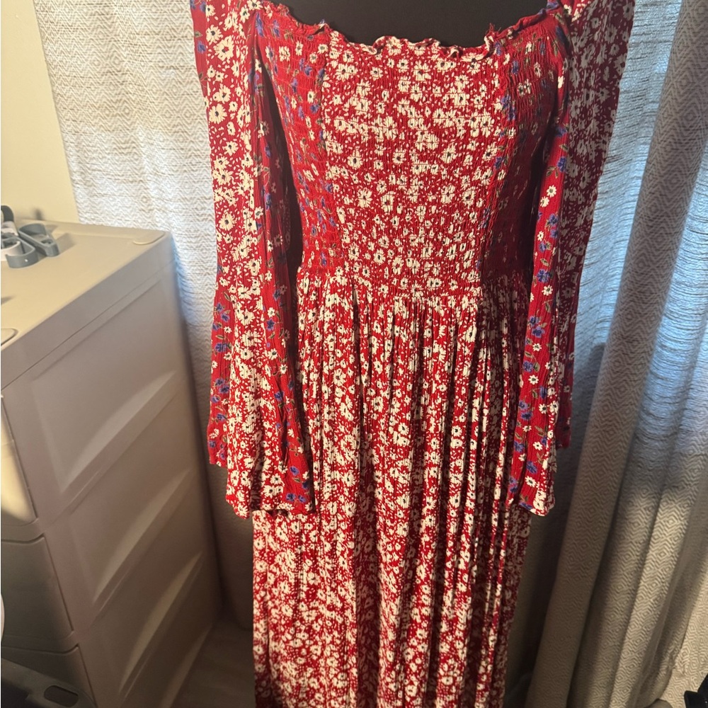 ASOS Red Floral Long Sleeve Dress - Picture 3 of 11
